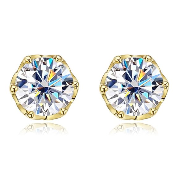 Certified 2ct. t.w. Moissanite Diamond Solitaire Stud Earrings NEW